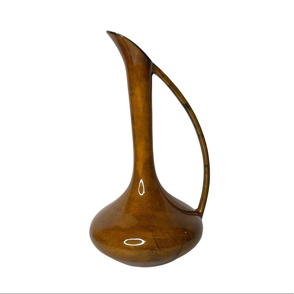 Anna Van Briggle Pitcher Ewer Vase 11.75” Elegant Graceful Curved Handle Vintage